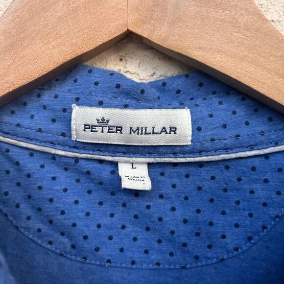 Peter Millar Silk Cotton Printed Polo Shirt Blue Print Size Large - Picture 3 of 3